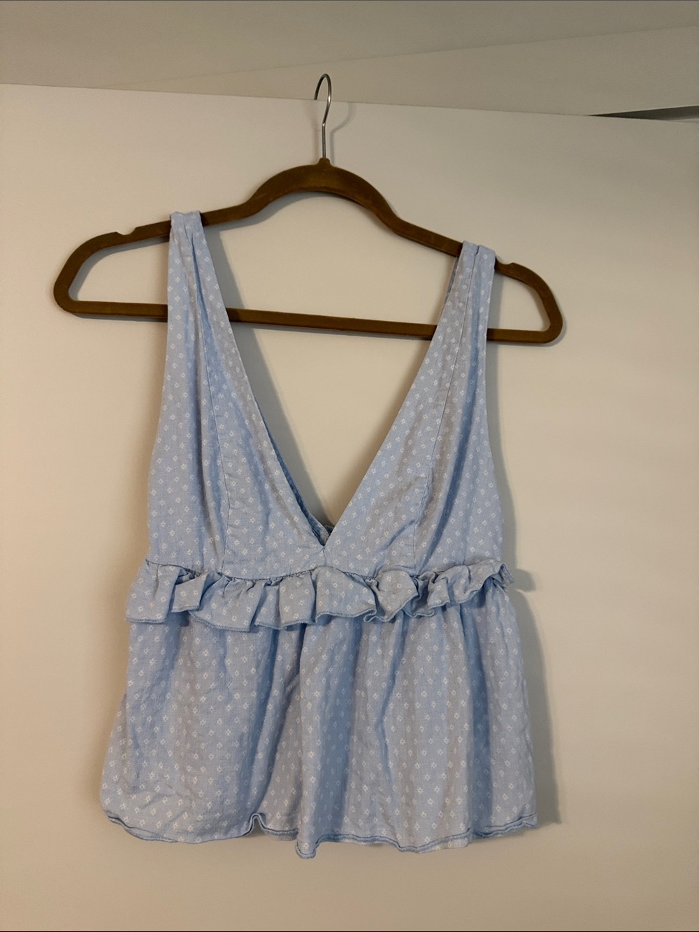 Urban Outfitters Light Blue Ruffle V-Neck Camisole
